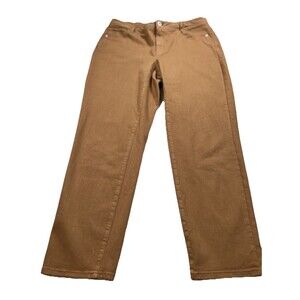 J. Jill Authentic Fit Slim Ankle Jeans Brown Camel Size 14